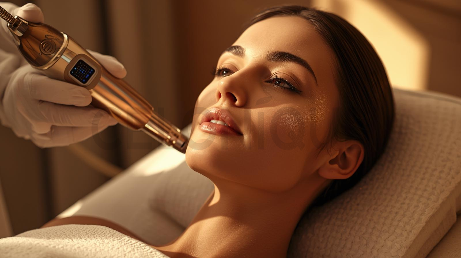 CELONIQUE Ultraschall Gesichtsbehandlung mit Exosomen und Stammzell Kosmetik in professioneller Beauty Klinik